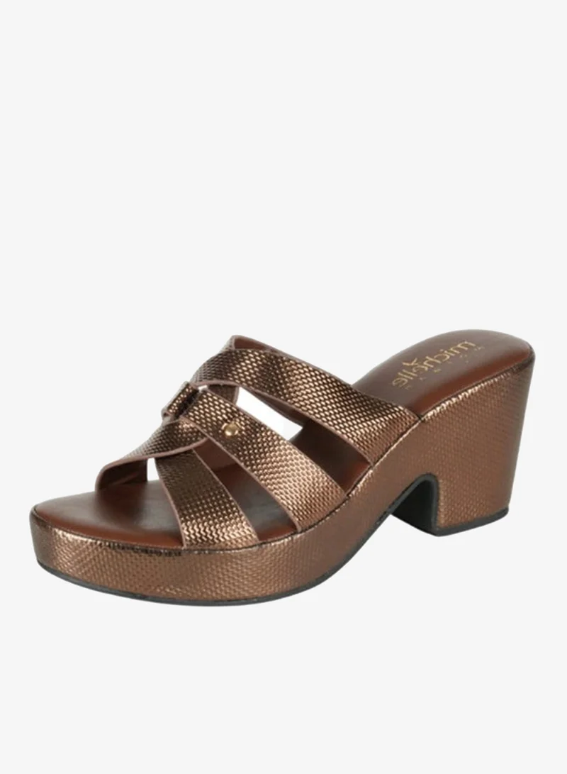 ميشيل مورجان صنادل ميشيل مورغان بكعب عريض للسيدات برونزي