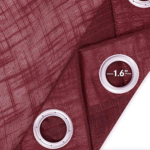 LINENWALAS Elegant Slub Linen Khadi Look Non Blackout Solid Sheer Door Curtain with Eyelet Rings Set of 2 Maroon 45ft x7ft - Image 5