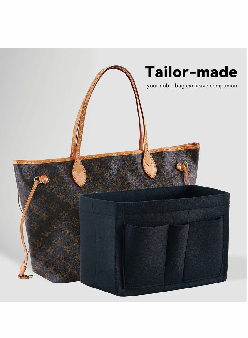 SYOSI Purse Organizer Insert, Women Felt Bag Organizer Insert, Multi-Pocket Bag in Bag for Womens Handbag Travel Tote Hobo Bag Storage Purse Liner Divider for Any Brand Tote, Black, L Size - Image 5