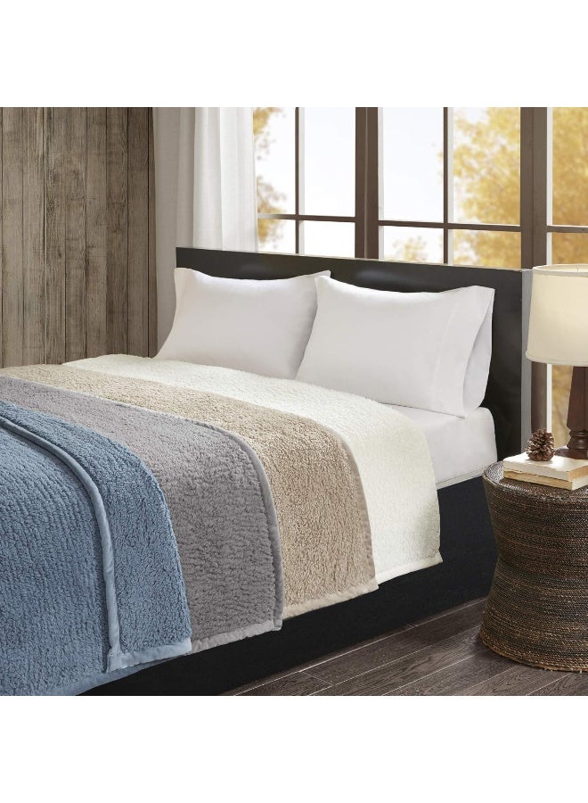Woolrich Burlington Luxury Berber Blanket Grey 90 * 90 Full/Queen Size Premium Soft Cozy Soft Berber For Bed, Coach or Sofa - Image 4