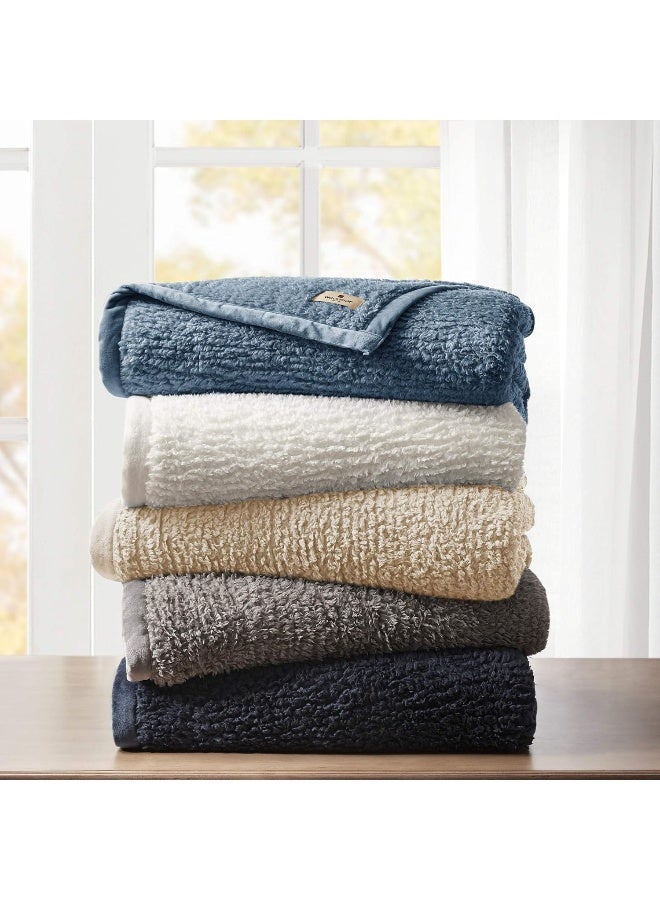 Woolrich Burlington Luxury Berber Blanket Grey 90 * 90 Full/Queen Size Premium Soft Cozy Soft Berber For Bed, Coach or Sofa - Image 3