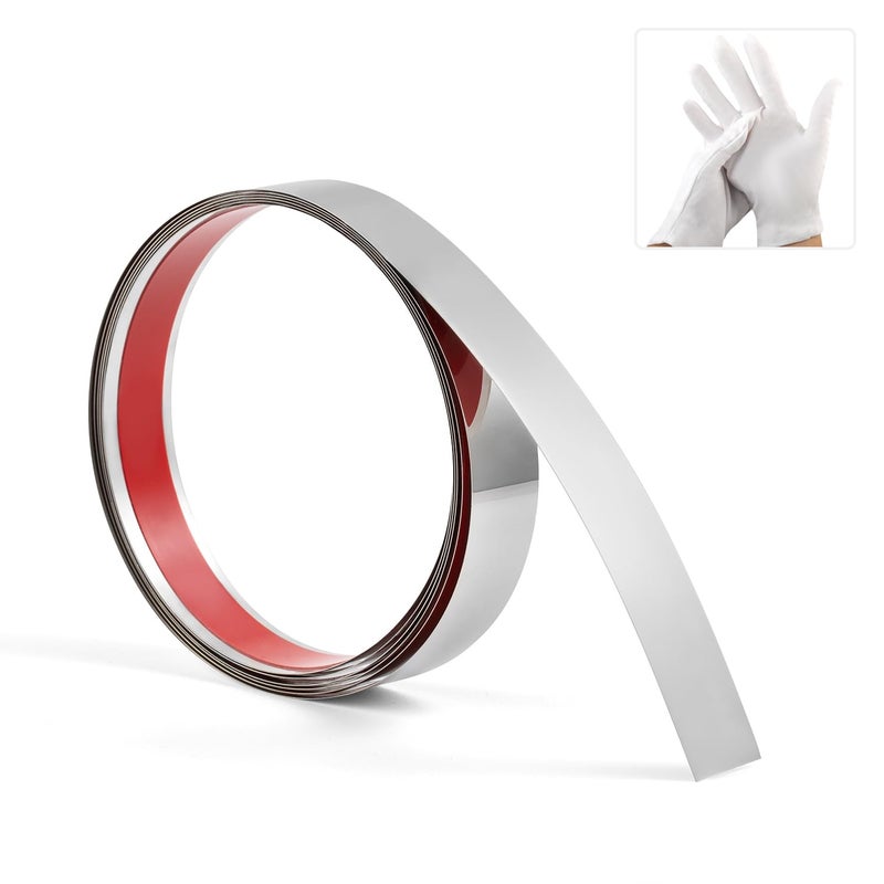 Bnell Flexible Molding  Wall TrimPeel and Stick Trim Molding Stainless Steel Metalized Mirror Like DesignSelf Adhesive Molding Trim10Ft x 118inch Silvery