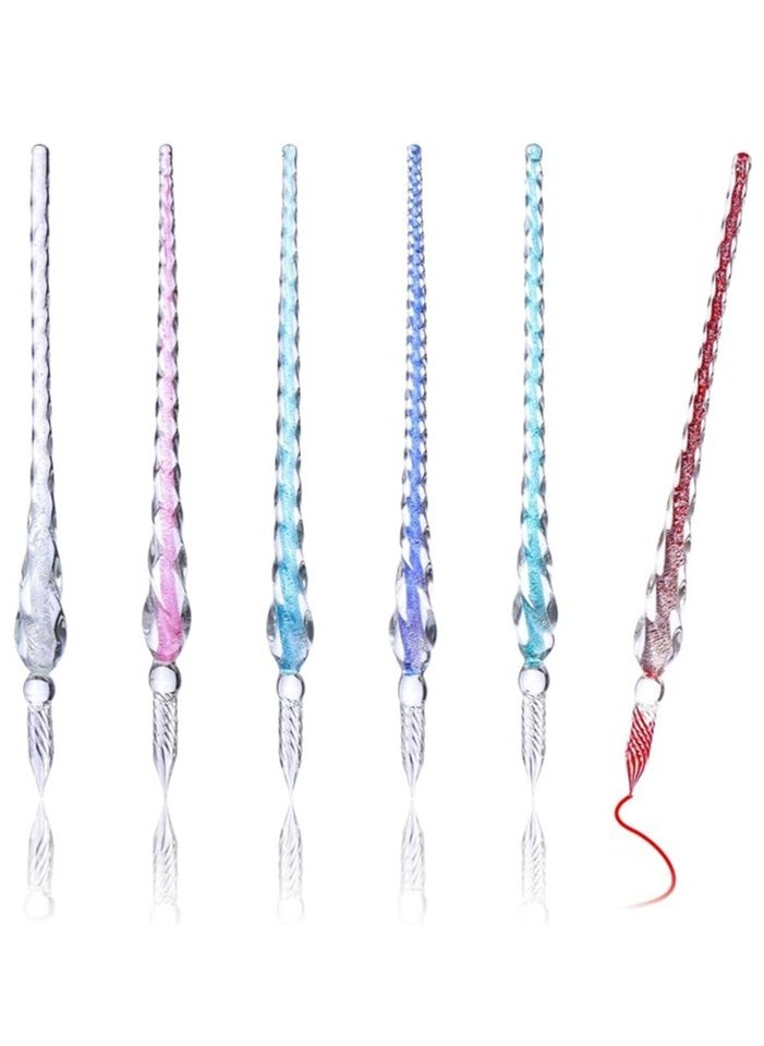 Vitacelli Handmade Glass Dip Pen Crystal Glass Pen for Writing, Drawing, Signatures, Calligraphy, Decoration With Ink Assorted  - Image 1