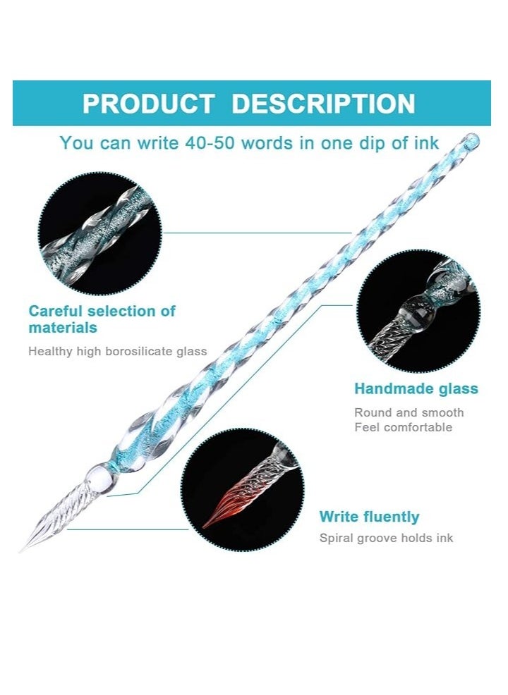 Vitacelli Handmade Glass Dip Pen Crystal Glass Pen for Writing, Drawing, Signatures, Calligraphy, Decoration With Ink Assorted  - Image 2