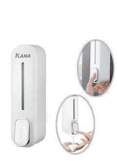 Kana Wall Mounted Soap Dispenser 350ml, Wall Mounted Manual Press Soap Bottle, Used for Bathrooms, Kitchens, Hotels, Restaurants and Office Hygienic & Easy Installation, Wall Mounted Manual Foaming Soap Dispenser White/Gray.  - Image 1