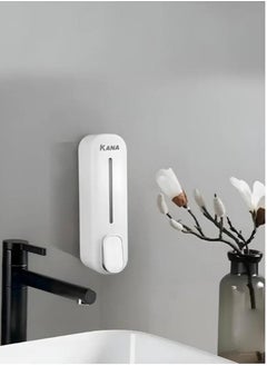 Kana Wall Mounted Soap Dispenser 350ml, Wall Mounted Manual Press Soap Bottle, Used for Bathrooms, Kitchens, Hotels, Restaurants and Office Hygienic & Easy Installation, Wall Mounted Manual Foaming Soap Dispenser White/Gray.  - Image 2