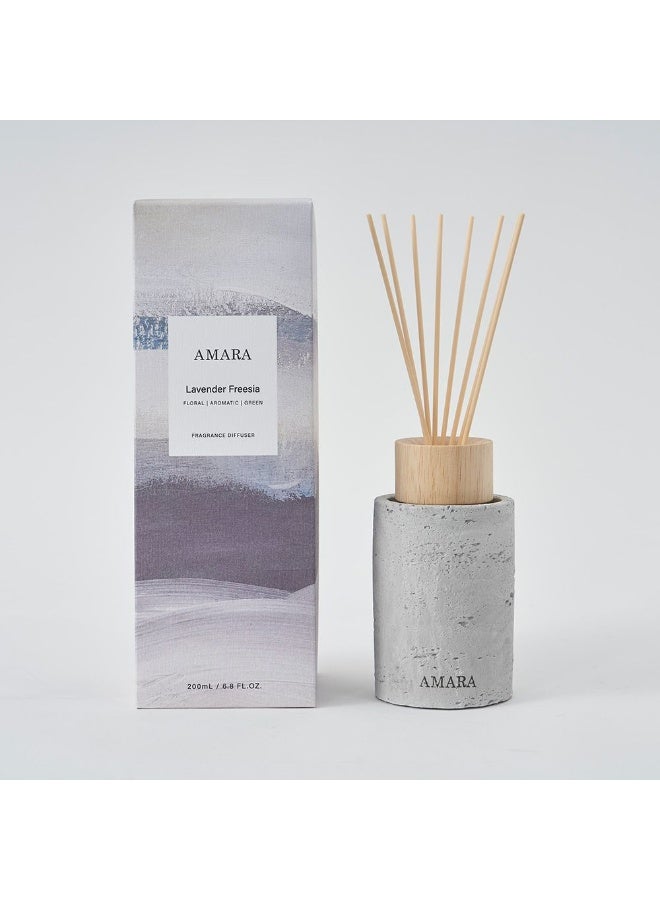 Danube Home Amara Reed Diffuser Lavender-Freesia - 200Ml Elegant Home Fragrance Decor Long-Lasting Aroma Oils For Room & Office Decorative Home Accessories - 10.3X10.3X28.8Cm Glass Bottle - Image 1