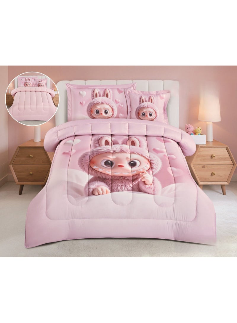 Children's summer microfiber bedspread with cheerful designs, 4 pieces, size 170*230 cm