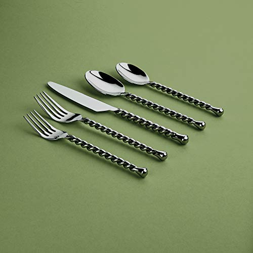 Gourmet Settings - 20-Piece Silverware Set - Silver Tear Collection - Polished Stainless Steel Flatware Sets - Service for 4 - Kitchen Cutlery Utensil Knife/Fork/Spoons - Dishwasher Safe - Image 2