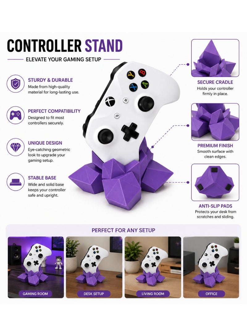 حامل بنفسجي ليد تحكم Xbox بتصميم كريستالي هندسي | مطبوع ثلاثي الأبعاد | إكسسوارات ألعاب دبي | الإمارات - Image 2