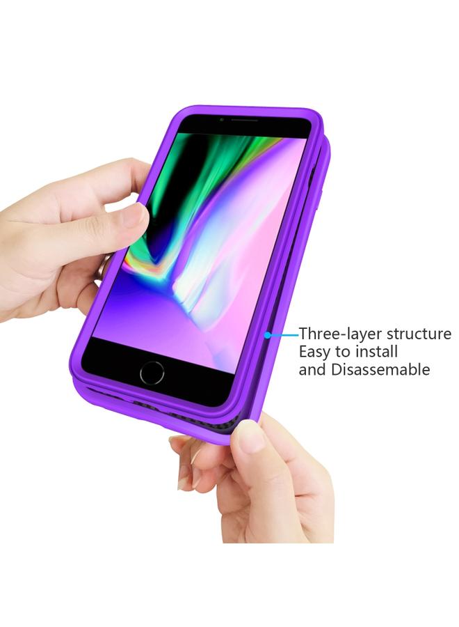 جرين تايجر حافظة حماية مضادة للصدمات لهاتف iPhone 6 7 8G Wave Pattern 3 في 1 مصنوعة من السيليكون بالإضافة إلى البولي كربونات باللون الأرجواني - Image 4