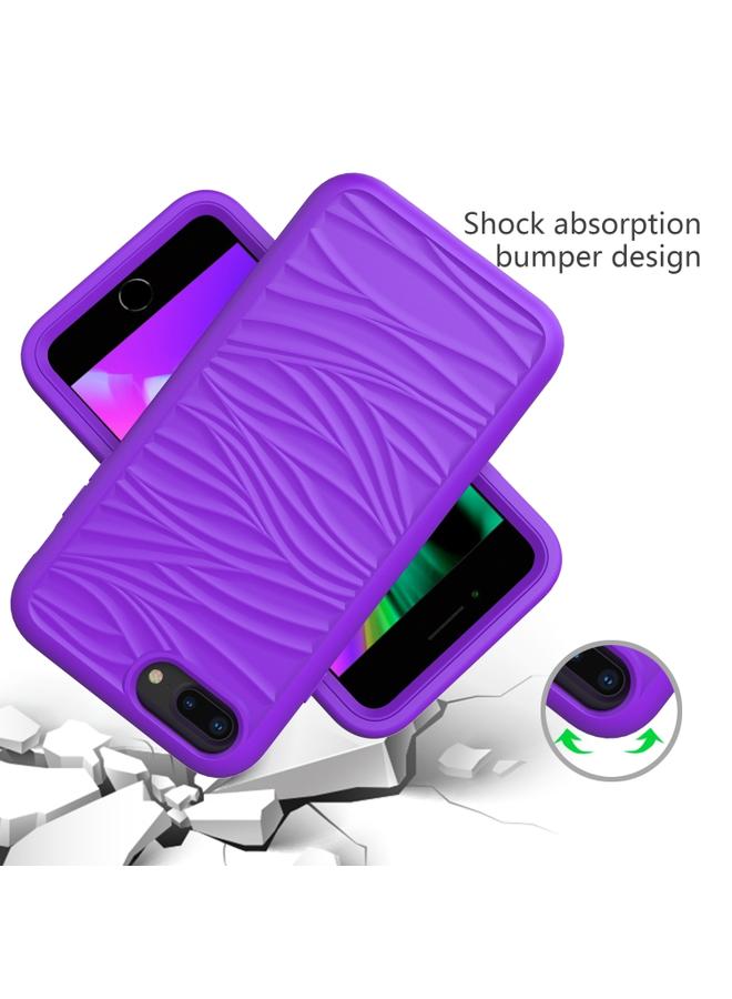 جرين تايجر حافظة حماية مضادة للصدمات لهاتف iPhone 6 7 8G Wave Pattern 3 في 1 مصنوعة من السيليكون بالإضافة إلى البولي كربونات باللون الأرجواني - Image 2