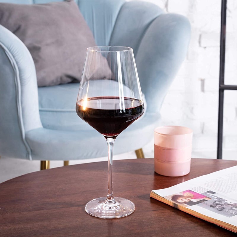 BRUSHFINCH Red Wine Glasses Set of 6 360 MLCrystal Glass Long Stemmed Glassware for Great Tasting Wine Perfect for Home Restaurants and Parties Dishwasher and Microwave SafePack of 6 Clear - Image 4