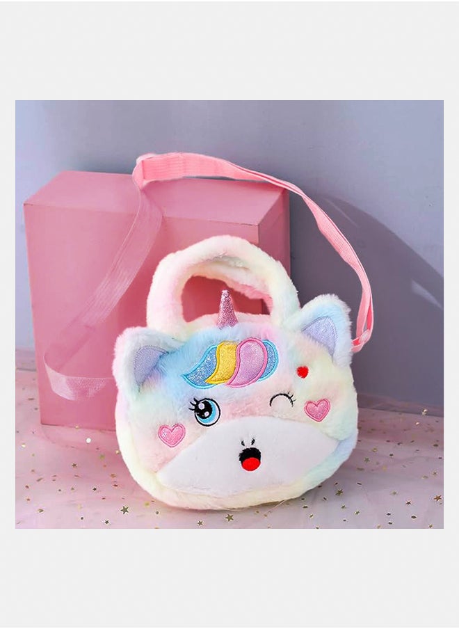 Generic Kids Crossbody Purse Girls Rainbow Unicorn Soft Plush Handbag Envelope Tie Dye Bag Adjustable Shoulder Strap  - Image 2