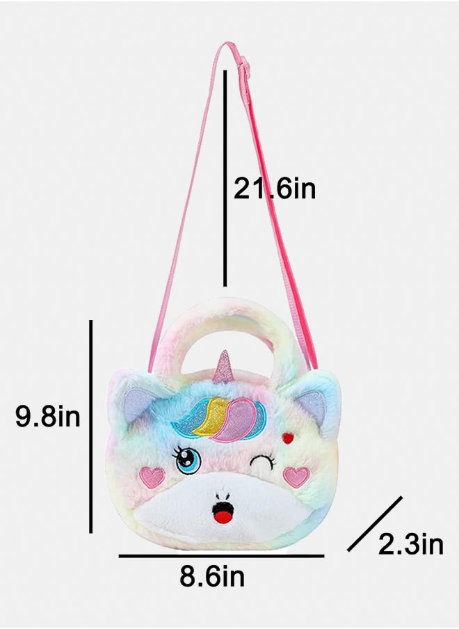 Generic Kids Crossbody Purse Girls Rainbow Unicorn Soft Plush Handbag Envelope Tie Dye Bag Adjustable Shoulder Strap  - Image 4