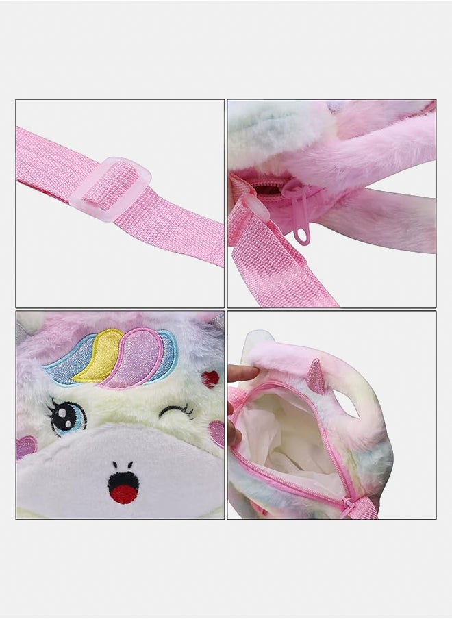 Generic Kids Crossbody Purse Girls Rainbow Unicorn Soft Plush Handbag Envelope Tie Dye Bag Adjustable Shoulder Strap  - Image 3