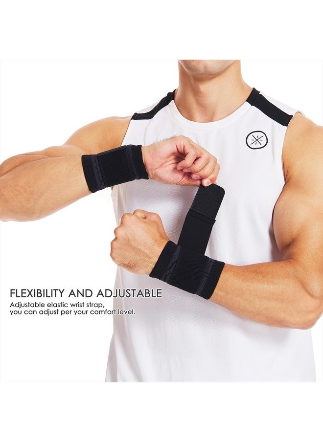 HiRui Wrist Brace/Wraps Wrist Compression Strap and Support for Work Fitness Weightlifting Sprains Tendonitis, Carpal Tunnel Arthritis, Pain Relief, Adjustable Wristbands 2 PACK (Black, M)  - Image 3
