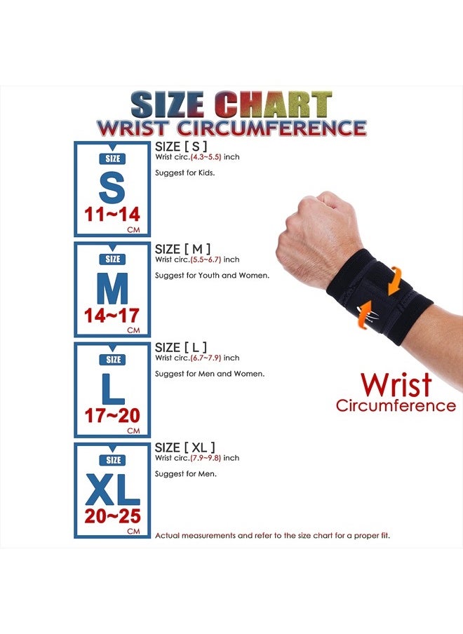 HiRui Wrist Brace/Wraps Wrist Compression Strap and Support for Work Fitness Weightlifting Sprains Tendonitis, Carpal Tunnel Arthritis, Pain Relief, Adjustable Wristbands 2 PACK (Black, M)  - Image 5