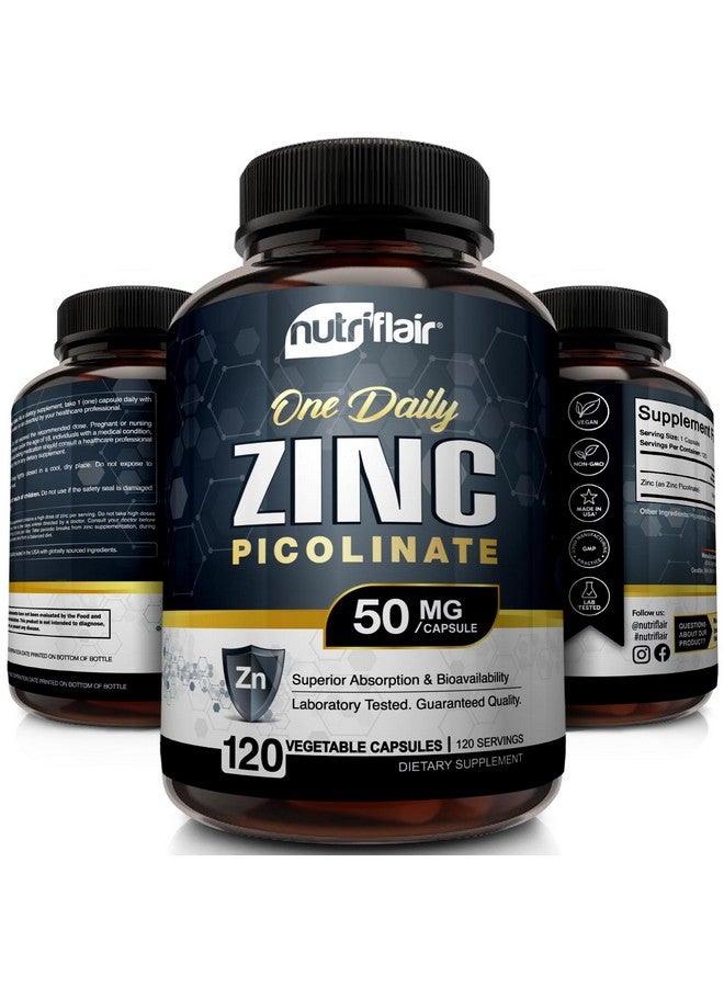 NutriFlair Zinc Picolinate 50mg, 120 Capsules - Maximum Absorption Zinc Supplement Pills - Immune System Booster, Immunity Defense, Powerful Non-GMO Antioxidant - Compare to gluconate, Citrate, Oxide - Image 3