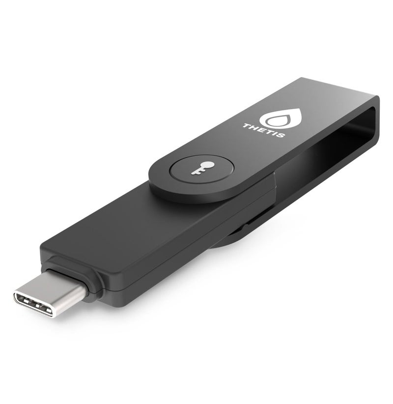 THETIS جهاز مفتاح الأمان Thetis Pro-C FIDO2 مع USB C و NFC، تطبيق مصادق TOTP/HOTP، مصادقة ثنائية العامل FIDO 2.0 2FA MFA، يعمل مع Windows/macOS/Linux/Gmail/Facebook/Dropbox/GitHub - Image 1