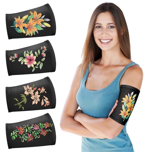Vabean 4 Pcs PICC Line Cover Sleeve PICC Upper Arm Cover Soft Breathable Elastic Line Sleeve for Women Men Adult(Medium,Black Color) - Image 1