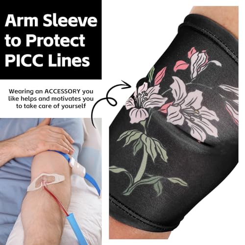 Vabean 4 Pcs PICC Line Cover Sleeve PICC Upper Arm Cover Soft Breathable Elastic Line Sleeve for Women Men Adult(Medium,Black Color) - Image 5