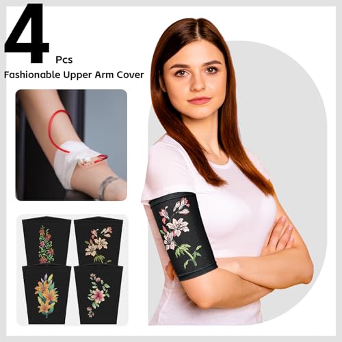 Vabean 4 Pcs PICC Line Cover Sleeve PICC Upper Arm Cover Soft Breathable Elastic Line Sleeve for Women Men Adult(Medium,Black Color) - Image 3