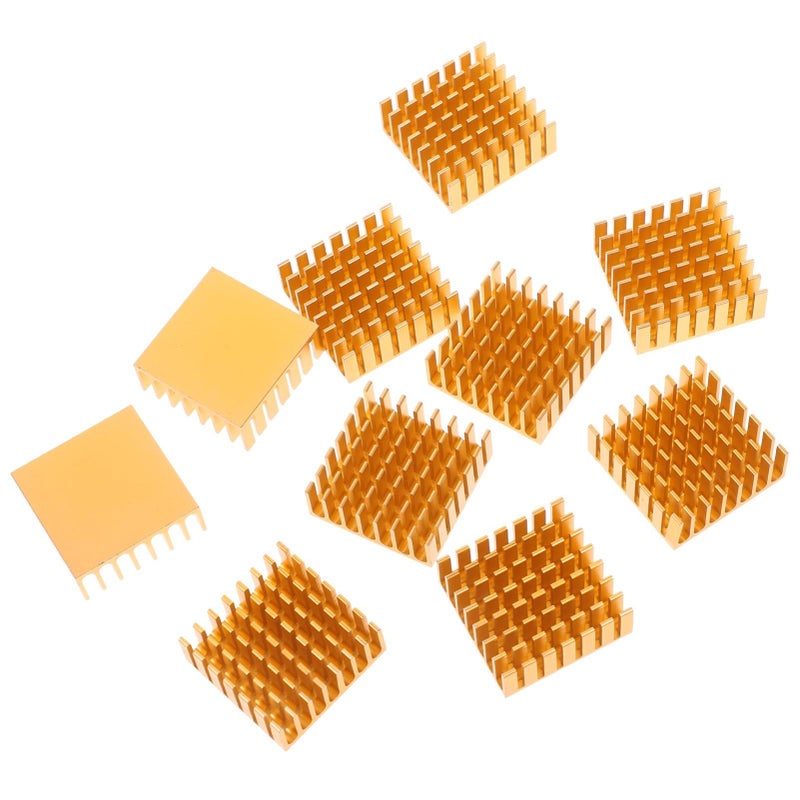 10 Pcs Gold Aluminum Heat Sink Cooling Module For Led Chips Laptop Gpu - Image 2