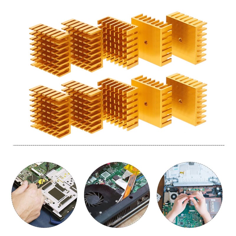 10 Pcs Gold Aluminum Heat Sink Cooling Module For Led Chips Laptop Gpu - Image 5