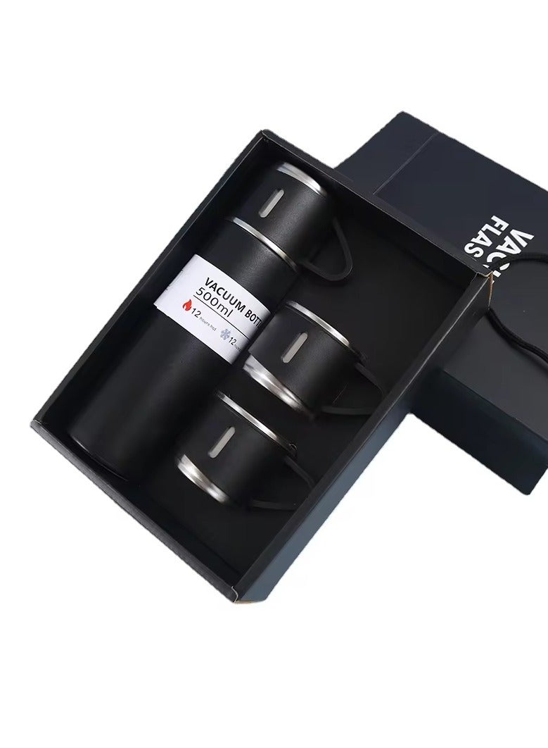 500ml Double Wall Stainless Steel Thermo Vacuum Insulated Flask Set with Two Cups – Perfect for Hot & Cold Beverages on Cycling, Backpacking, Camping, Hiking, Office & More - Image 1