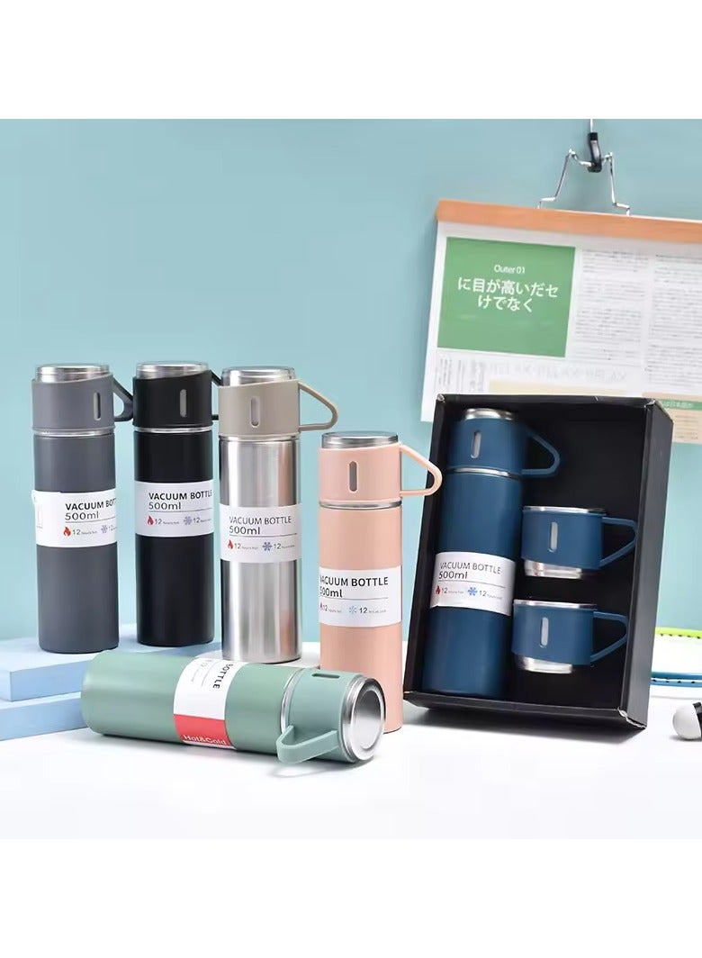 500ml Double Wall Stainless Steel Thermo Vacuum Insulated Flask Set with Two Cups – Perfect for Hot & Cold Beverages on Cycling, Backpacking, Camping, Hiking, Office & More - Image 3
