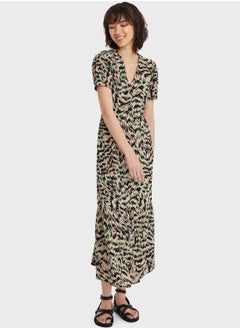 Ruffle Hem Printed Dress