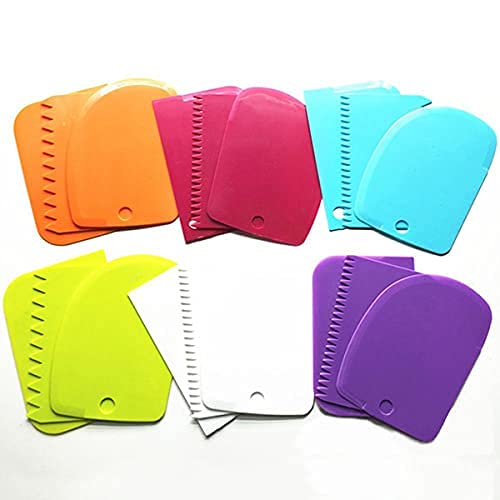 Black Olive Multicolor 3 Pcs Cake Scraper- Set Plastic Dough Bench Scraper Cake Cutter, Chopper, Smoother Icing Fondant Cake Decorating Pastry Baking Tool - Image 2