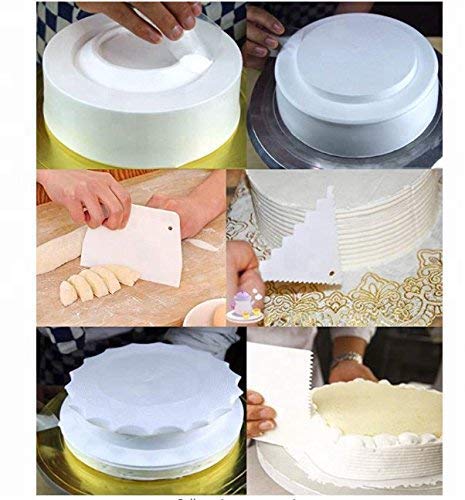 Black Olive Multicolor 3 Pcs Cake Scraper- Set Plastic Dough Bench Scraper Cake Cutter, Chopper, Smoother Icing Fondant Cake Decorating Pastry Baking Tool - Image 3