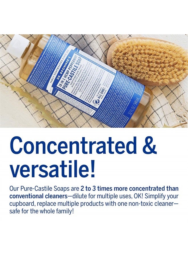Dr. Bronner's Pure-Castile Liquid Soap (Peppermint, 64 ounce) - Made with Organic Oils, 18-in-1 Uses: Face, Body, Hair, Laundry, Pets and Dishes, Concentrated, Vegan, Non-GMO - Image 3