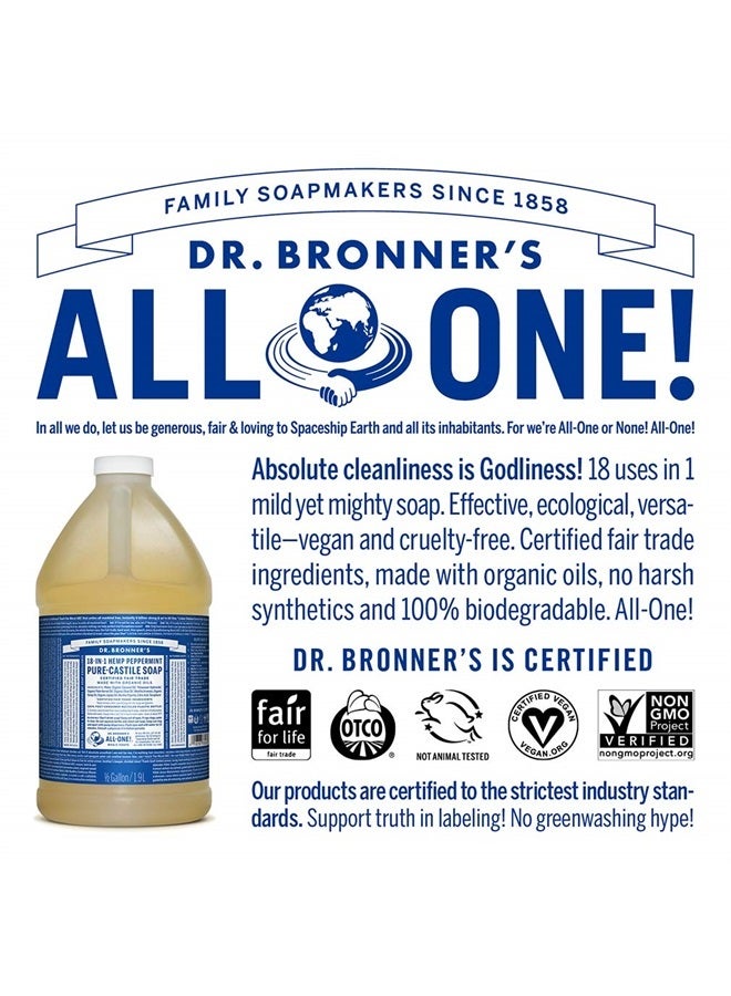Dr. Bronner's Pure-Castile Liquid Soap (Peppermint, 64 ounce) - Made with Organic Oils, 18-in-1 Uses: Face, Body, Hair, Laundry, Pets and Dishes, Concentrated, Vegan, Non-GMO - Image 4