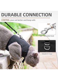 PUPTECK Soft Mesh Cat Vest Harness And Leash Set Puppy Padded Pet Harnesses Escape Proof For Cats Small Dogs Rabbits Bunny, Black Large  - Image 4