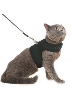 PUPTECK Soft Mesh Cat Vest Harness And Leash Set Puppy Padded Pet Harnesses Escape Proof For Cats Small Dogs Rabbits Bunny, Black Large  - Image 1