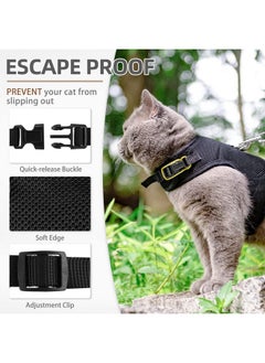PUPTECK Soft Mesh Cat Vest Harness And Leash Set Puppy Padded Pet Harnesses Escape Proof For Cats Small Dogs Rabbits Bunny, Black Large  - Image 3