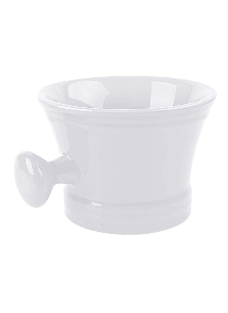 Linkidea - Linkidea Ceramic Shaving Mug with Knob Handle, Deep Size Wet Shaving Cup, Razor Shave Soap and Cream Bowl for Men, White - Image 1