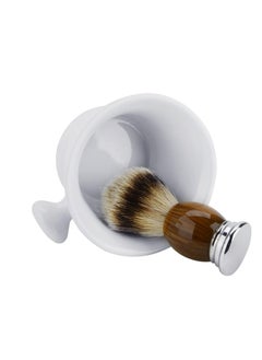 Linkidea Linkidea Ceramic Shaving Mug with Knob Handle, Deep Size Wet Shaving Cup, Razor Shave Soap and Cream Bowl for Men, White  - Image 2
