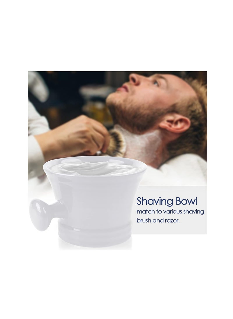 Linkidea - Linkidea Ceramic Shaving Mug with Knob Handle, Deep Size Wet Shaving Cup, Razor Shave Soap and Cream Bowl for Men, White - Image 1