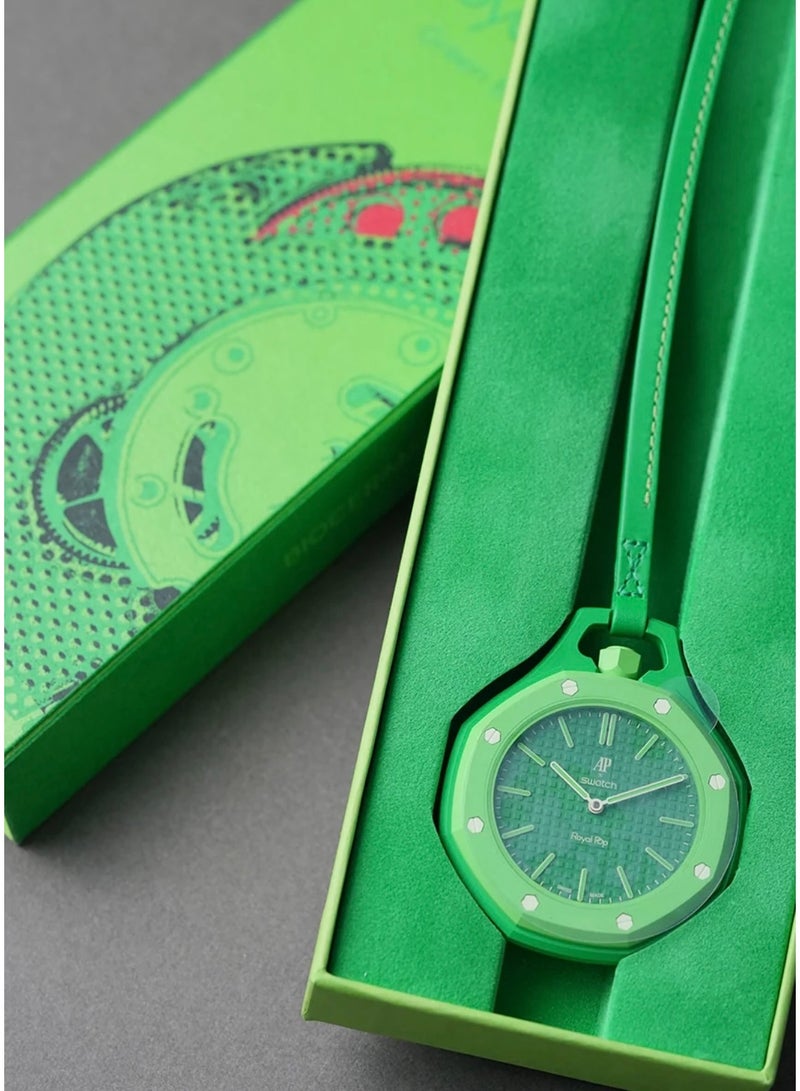 Audemars Piguet x Swatch Swatch x Audemars Piguet Royal Pop GREEN EIGHT Bioceramic Mechanical Pocket Watch – Green - Image 5