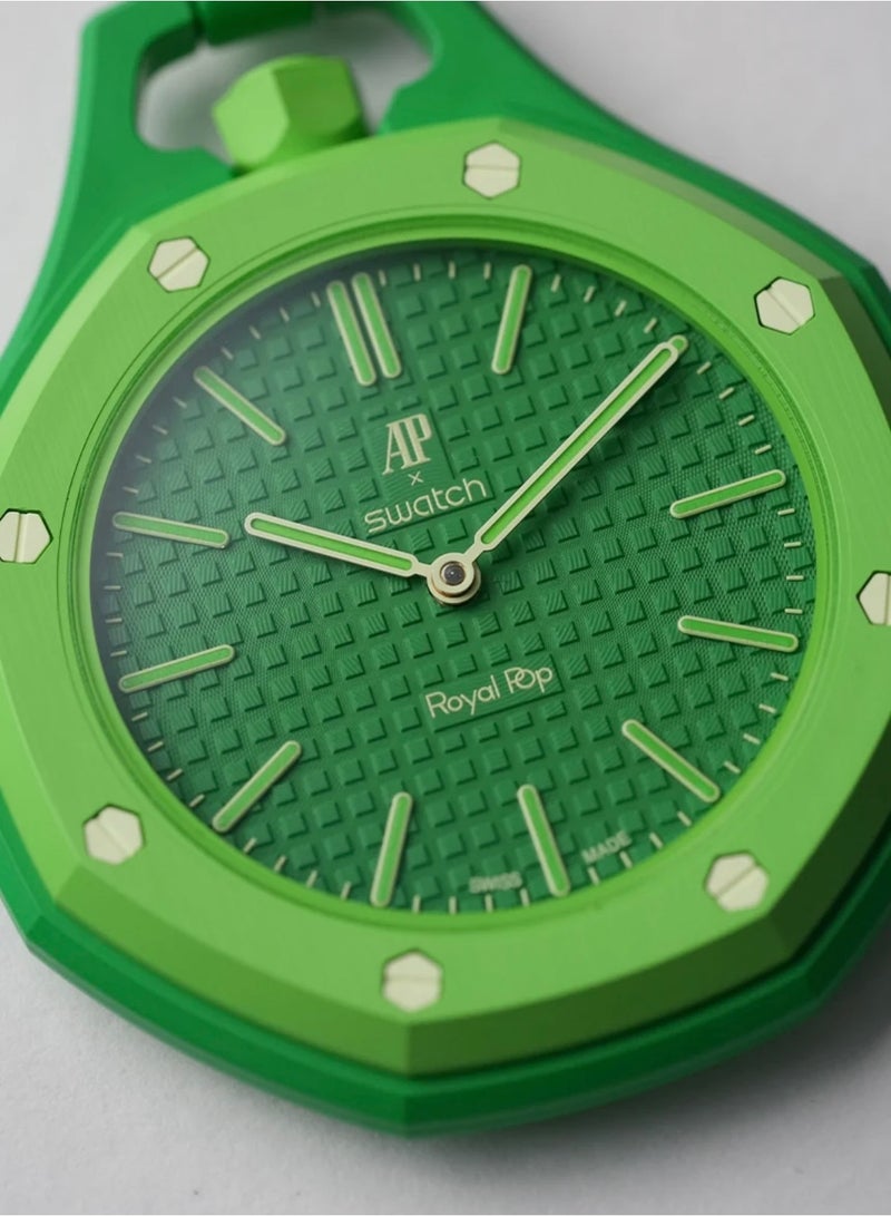 Audemars Piguet x Swatch Swatch x Audemars Piguet Royal Pop GREEN EIGHT Bioceramic Mechanical Pocket Watch – Green - Image 2