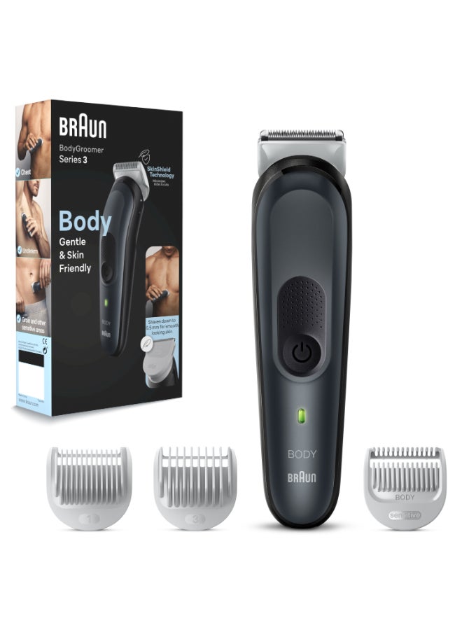 BRAUN Body Groomer 3 For Men, Bg3340, Manscaping Tool, Skinshield Technology, Sensitive Comb, Lifetime Sharp Metal Blade, Body Groomer For Men, Gray/Black Multicolor - Image 5