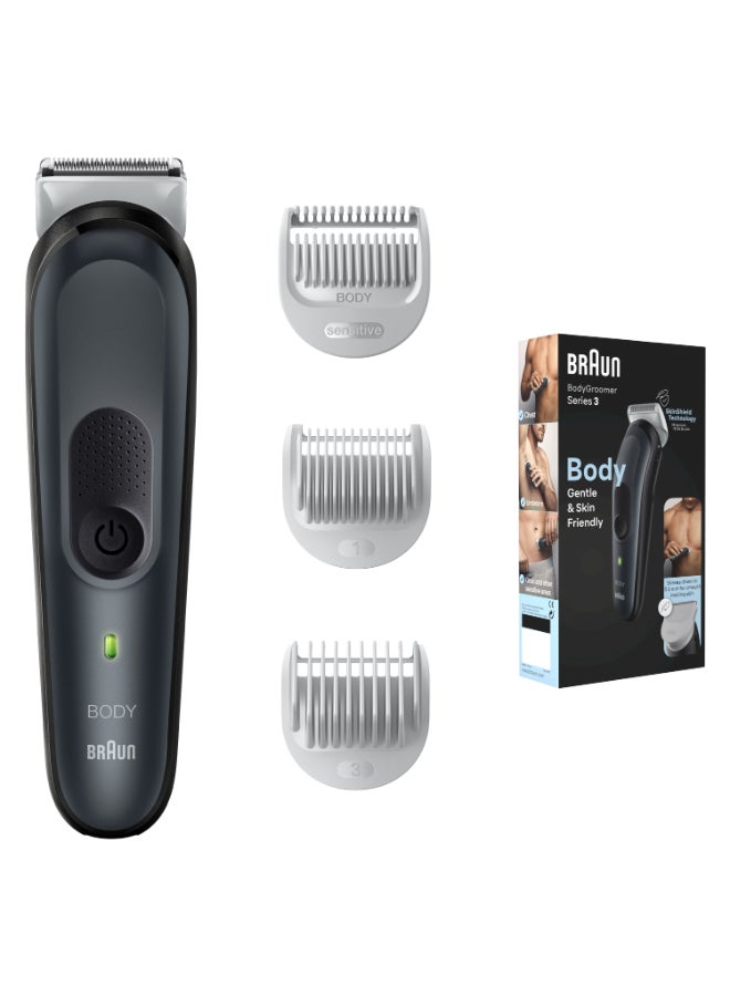 BRAUN Body Groomer 3 For Men, Bg3340, Manscaping Tool, Skinshield Technology, Sensitive Comb, Lifetime Sharp Metal Blade, Body Groomer For Men, Gray/Black Multicolor - Image 1