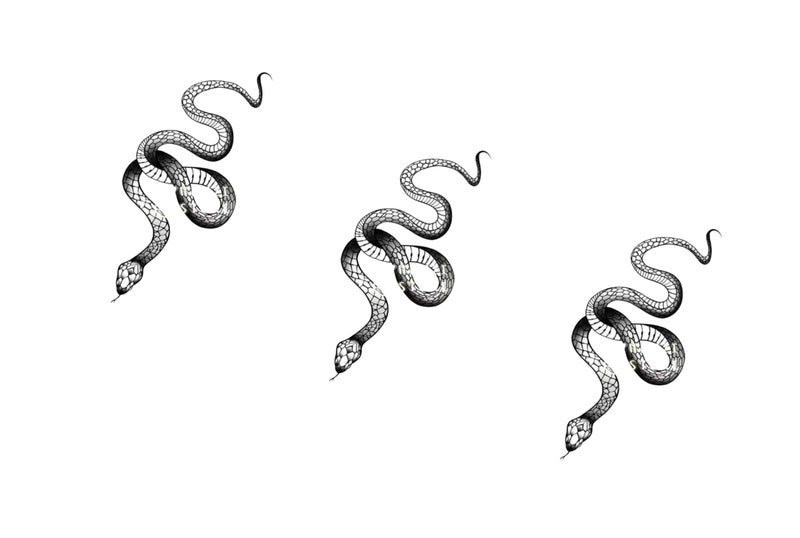 Yeahgoshopping Fashion Realistic Big Size Black Snake Temporary Tattoo Stickers for Women Men Waterproof Fake Tattoo Waist Body Forearm Arm Pack of 3