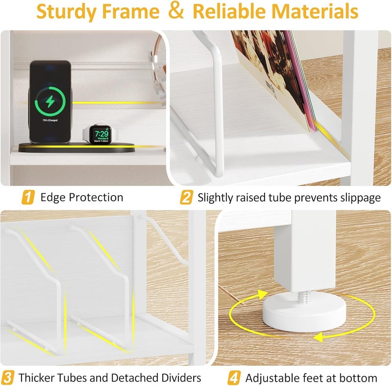 Hosfais - 3 Tier Record Player Stand, Retro Vinyl Record Storage Rack for Living Room and Bedroom (White) - Image 4
