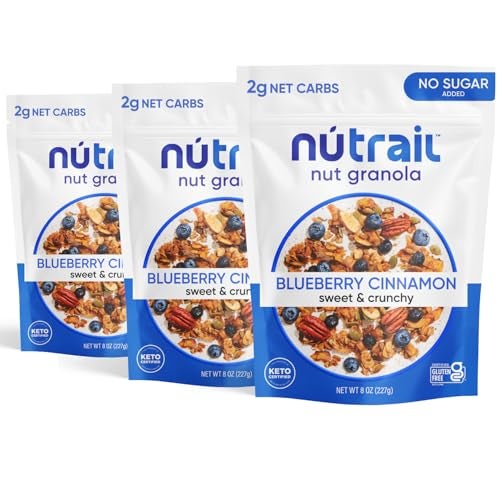 NuTrail Nut Granola Cereal, Blueberry Cinnamon, No Sugar Added, Gluten Free, Grain Free, Keto, Low Carb, Healthy Breakfast Cereal 8 oz. 3 Count - Image 1