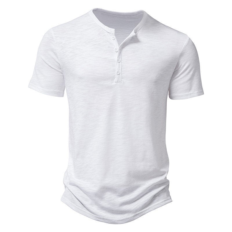 New Men'S Short Sleeve T-Shirt Bamboo Cotton Henry Collar Fashion Short Sleeve T-Shirt - Image 3